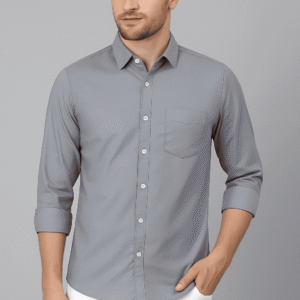 Solid Sea Blue Slim Shirt