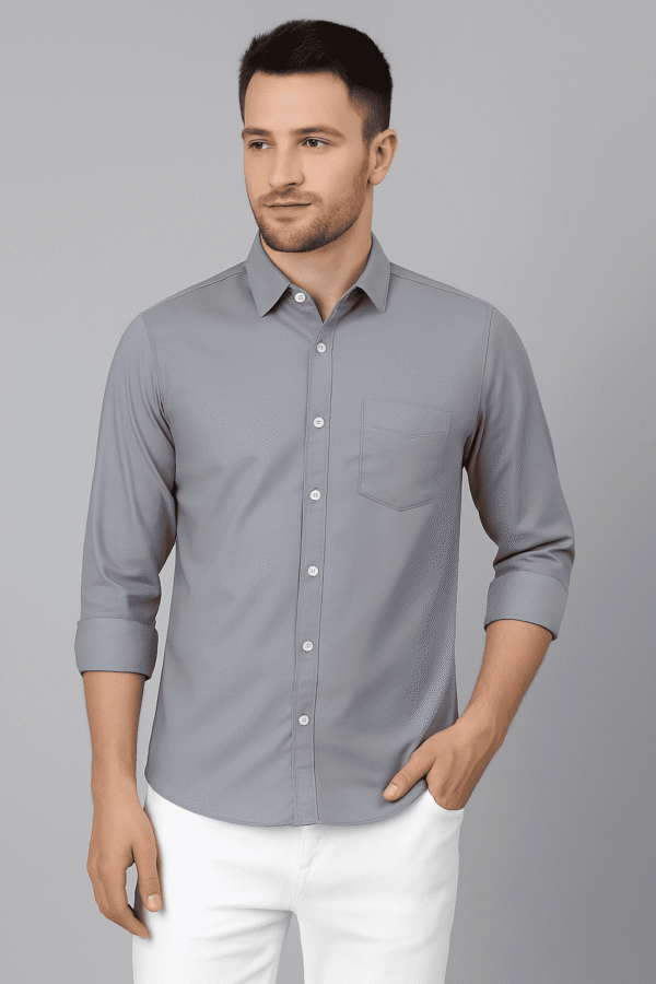 Solid Sea Blue Slim Shirt