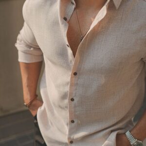 Light Beige Colour Lenin Shirt